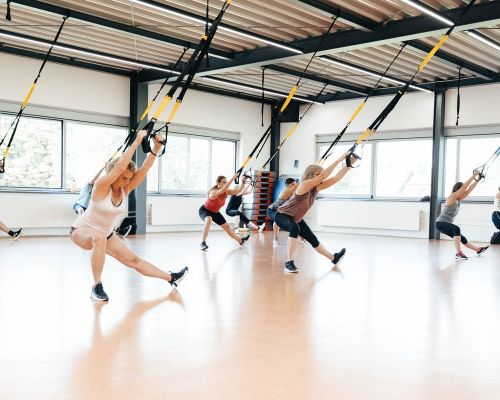 TRX Training Kurse in Kornwestheim: Mitglieder trainieren am TRX Schlingentrainer im Kurs